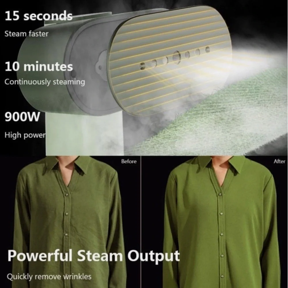 Nexdoo Hand-Held Garment Steamer Portable 2-in-1 Travel Iron Clothes NIB Green